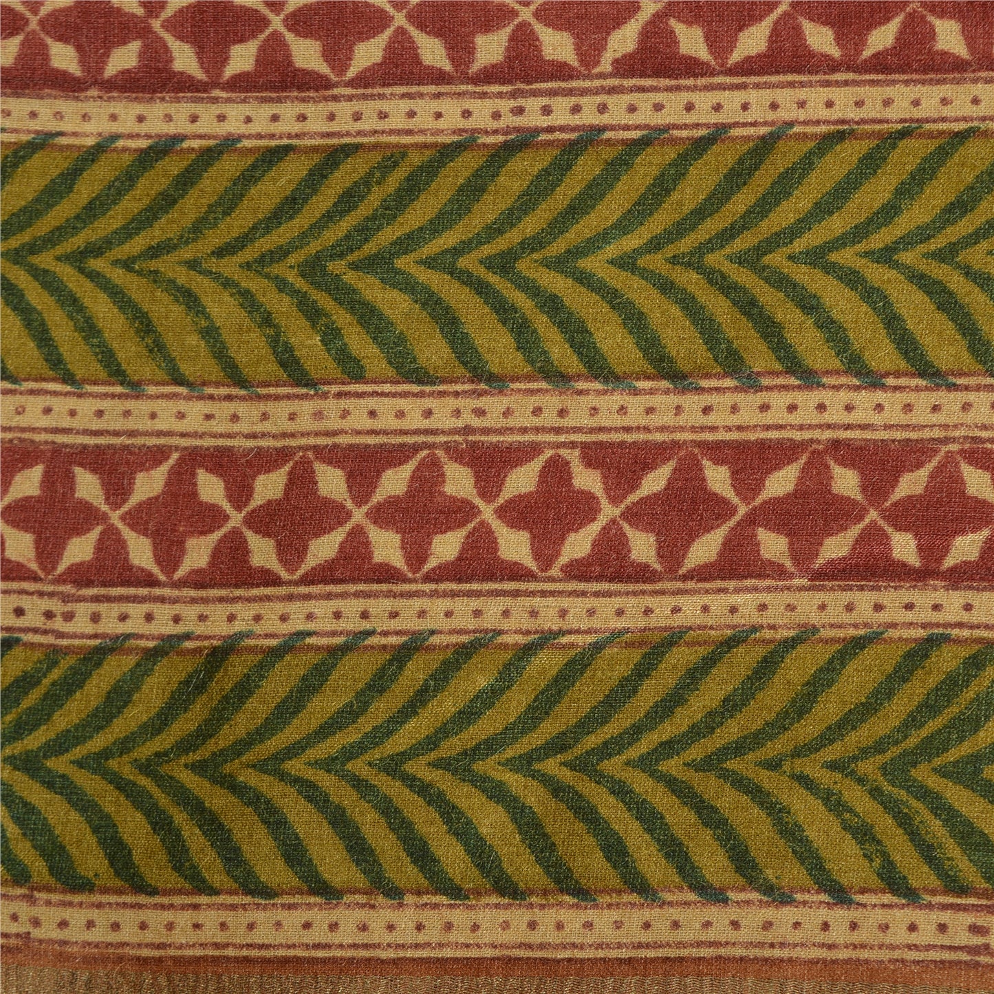 Sanskriti Vintage Brown Indian Sarees 100% Pure Silk Printed Sari 5 Yard Sustainable Fabric