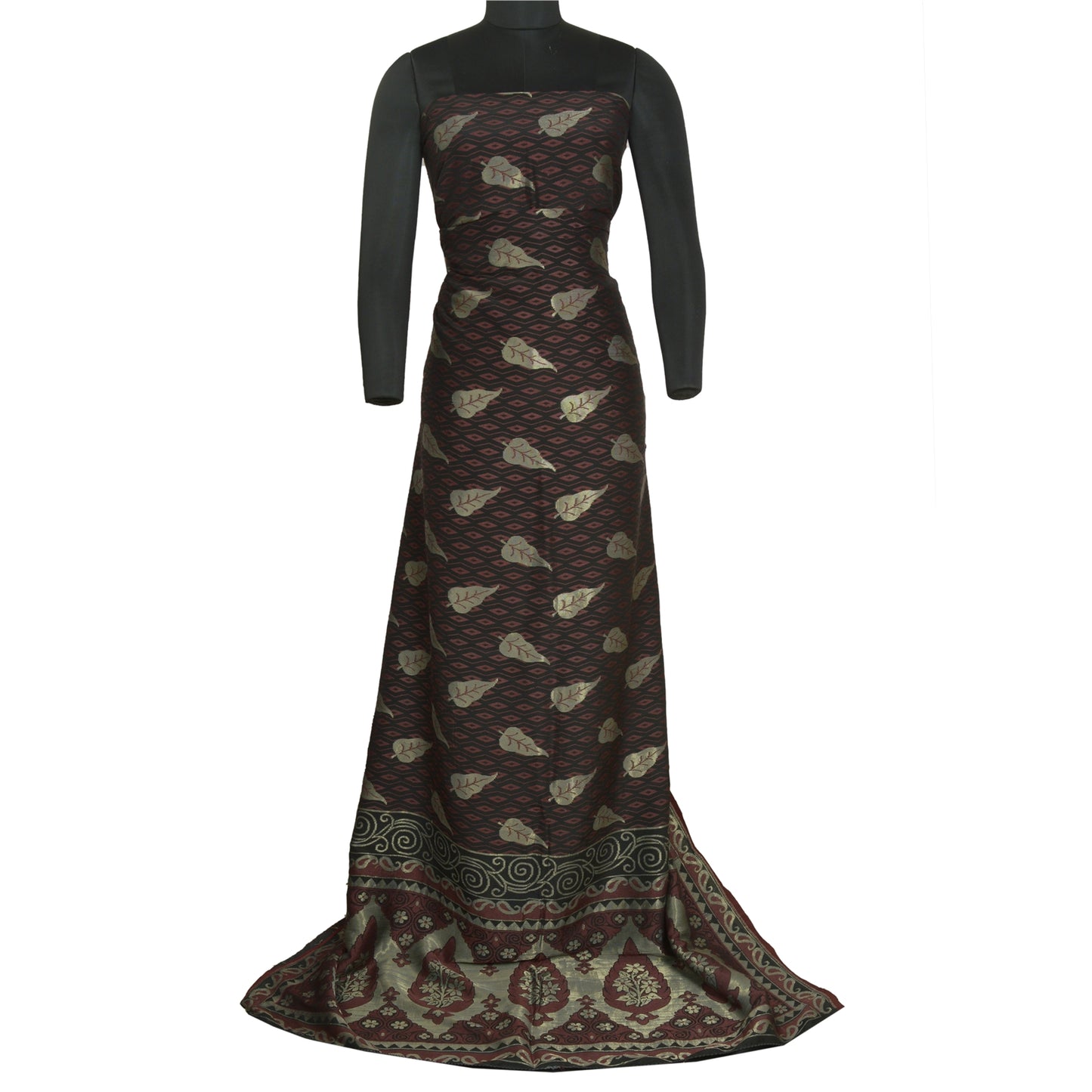 Sanskriti Vintage Black Indian Sarees 100% Pure Silk Woven Premium Sari Sustainable Fabric