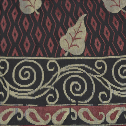Sanskriti Vintage Black Indian Sarees 100% Pure Silk Woven Premium Sari Sustainable Fabric