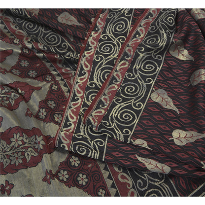 Sanskriti Vintage Black Indian Sarees 100% Pure Silk Woven Premium Sari Sustainable Fabric