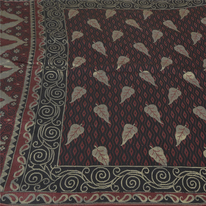 Sanskriti Vintage Black Indian Sarees 100% Pure Silk Woven Premium Sari Sustainable Fabric