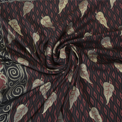 Sanskriti Vintage Black Indian Sarees 100% Pure Silk Woven Premium Sari Sustainable Fabric