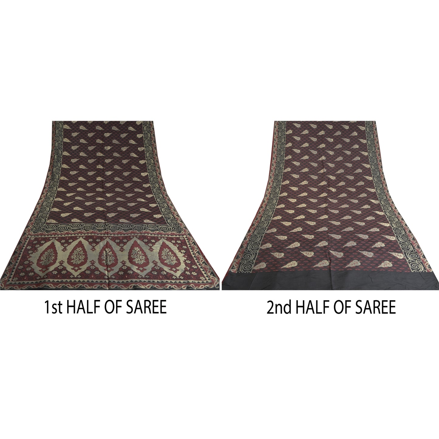 Sanskriti Vintage Black Indian Sarees 100% Pure Silk Woven Premium Sari Sustainable Fabric
