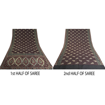 Sanskriti Vintage Black Indian Sarees 100% Pure Silk Woven Premium Sari Sustainable Fabric