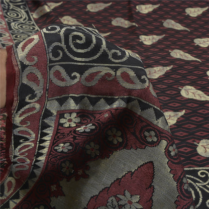 Sanskriti Vintage Black Indian Sarees 100% Pure Silk Woven Premium Sari Sustainable Fabric