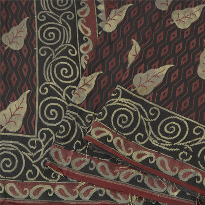 Sanskriti Vintage Black Indian Sarees 100% Pure Silk Woven Premium Sari Sustainable Fabric