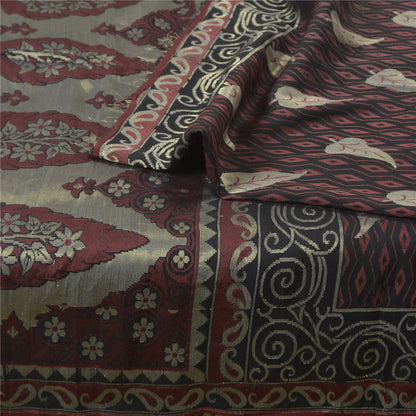 Sanskriti Vintage Black Indian Sarees 100% Pure Silk Woven Premium Sari Sustainable Fabric