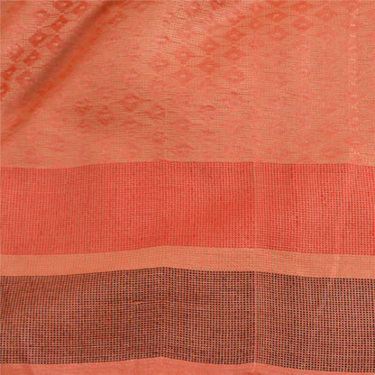 Sanskriti Vintage ferskenfarvede indiske sarier i ren silkevævet premium sari, 5 yard bæredygtigt stof