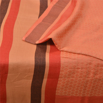 Sanskriti Vintage ferskenfarvede indiske sarier i ren silkevævet premium sari, 5 yard bæredygtigt stof