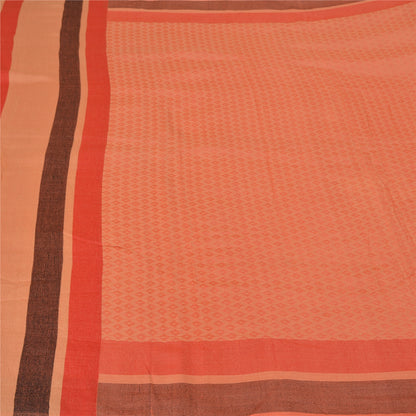 Sanskriti Vintage ferskenfarvede indiske sarier i ren silkevævet premium sari, 5 yard bæredygtigt stof