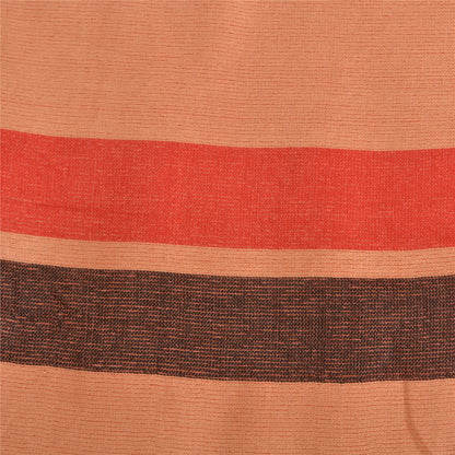 Sanskriti Vintage ferskenfarvede indiske sarier i ren silkevævet premium sari, 5 yard bæredygtigt stof