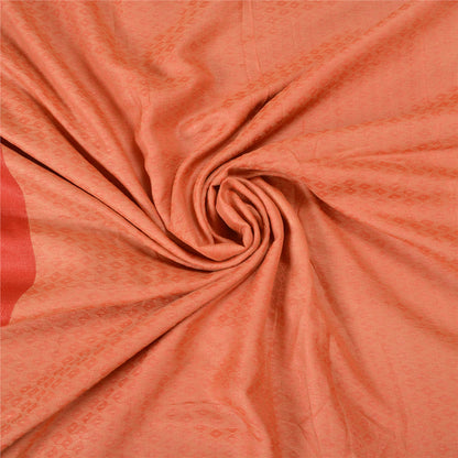 Sanskriti Vintage ferskenfarvede indiske sarier i ren silkevævet premium sari, 5 yard bæredygtigt stof