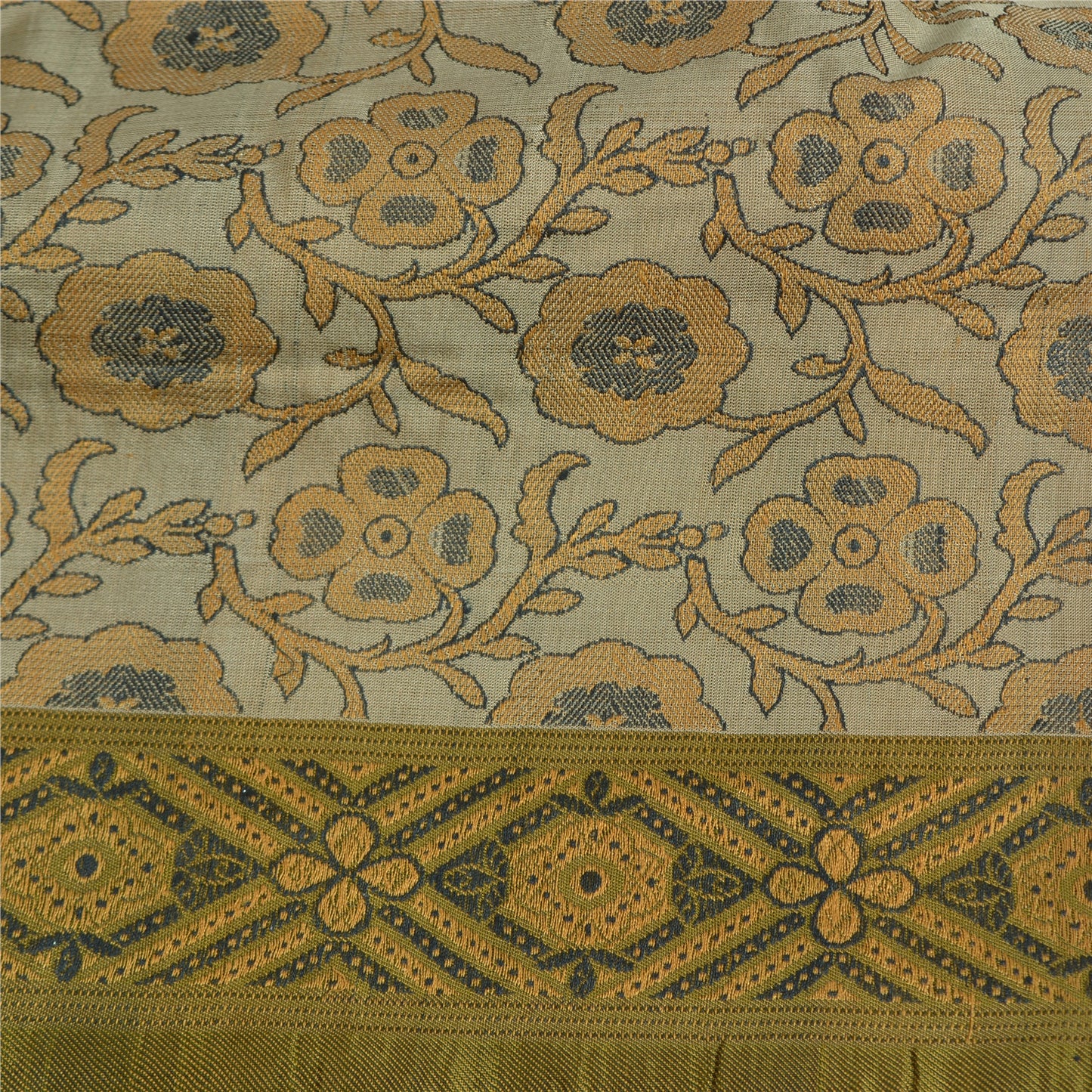 Sanskriti Vintage Grey Sarees 100% Pure Silk Woven Premium Sari Craft Sustainable Fabric