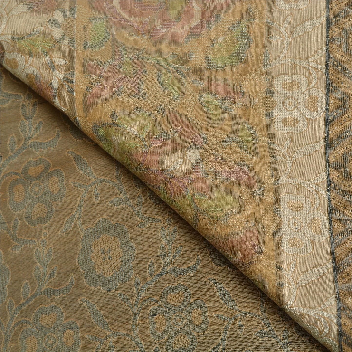 Sanskriti Vintage Grey Sarees 100% Pure Silk Woven Premium Sari Craft Sustainable Fabric