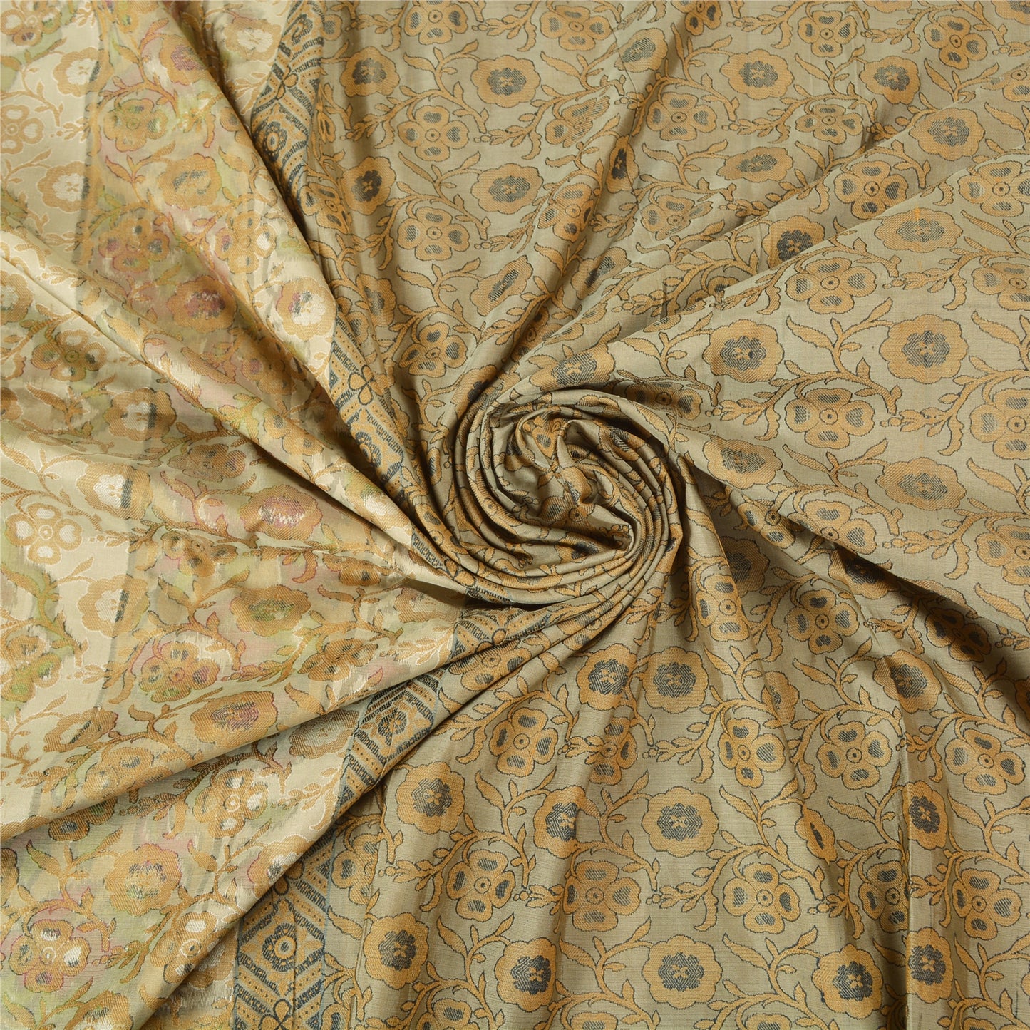 Sanskriti Vintage Grey Sarees 100% Pure Silk Woven Premium Sari Craft Sustainable Fabric