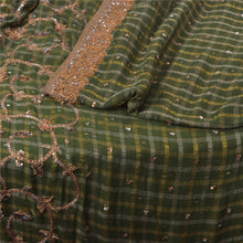 Load image into Gallery viewer, Sanskriti Vintage Green Sarees Pure Georgette Silk Hand Beaded Woven Sari Fabric
