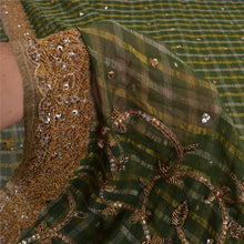 Load image into Gallery viewer, Sanskriti Vintage Green Sarees Pure Georgette Silk Hand Beaded Woven Sari Fabric

