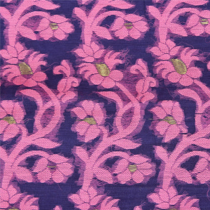 Sanskriti Vintage Blue Indian Sarees Cotton Hand- Woven Sari 5 Yard Sustainable Fabric