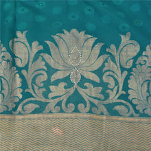 Load image into Gallery viewer, Sanskriti Vintage Teal Bollywood Sarees Pure Georgette Silk Woven Sari Fabric
