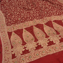 Load image into Gallery viewer, Sanskriti Vintage Red Sarees Pure Georgette Silk Pure Beaded Woven Sari Fabric

