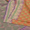 Sanskriti Vintage Peach/Purple Sarees Pure Silk Woven Premium Sari Sustainable Fabric