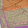 Sanskriti Vintage Peach/Purple Sarees Pure Silk Woven Premium Sari Sustainable Fabric