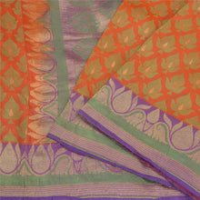 Load image into Gallery viewer, Sanskriti Vintage Peach/Purple Sarees Pure Silk Woven Premium Sari Fabric
