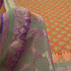 Sanskriti Vintage Peach/Purple Sarees Pure Silk Woven Premium Sari Sustainable Fabric