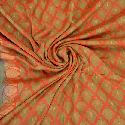 Sanskriti Vintage Peach/Purple Sarees Pure Silk Woven Premium Sari Sustainable Fabric