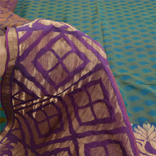 Load image into Gallery viewer, Sanskriti Vintage Purple/Blue Sarees Pure Silk Woven Premium Sari 5 Yard Fabric
