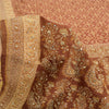 Sanskriti Vintage Brown Indian Sarees Pure Silk Hand Beaded Woven Sari Sustainable Fabric