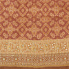 Sanskriti Vintage Brown Indian Sarees Pure Silk Hand Beaded Woven Sari Sustainable Fabric