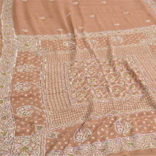 Load image into Gallery viewer, Sanskriti Vintage Brown Sarees Pure Georgette Silk Beaded Chikankari Sari Fabric
