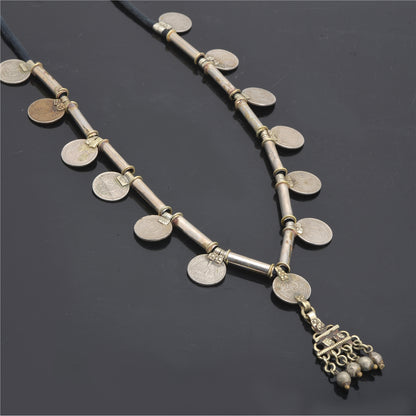 Sanskriti Vintage Indian 25 Paise Antique Matinee Dori Banjara Tribal Necklace