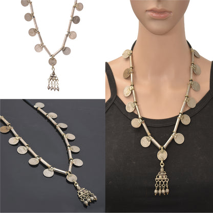 Sanskriti Vintage Indian 25 Paise Antique Matinee Dori Banjara Tribal Necklace