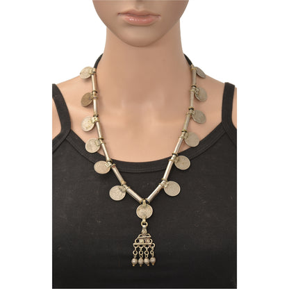 Sanskriti Vintage Indian 25 Paise Antique Matinee Dori Banjara Tribal Necklace