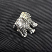 Load image into Gallery viewer, Sanskriti Vintage Ring Carved Sterling Silver Elephant Shaped Stone Studded
