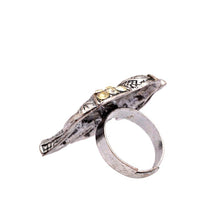 Load image into Gallery viewer, Sanskriti Vintage Ring Carved Sterling Silver Elephant Shaped Stone Studded
