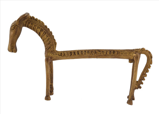 Sanskriti Vintage Antique Look Tribal Horse Solid Brass Home Decor Showpiece Miniature