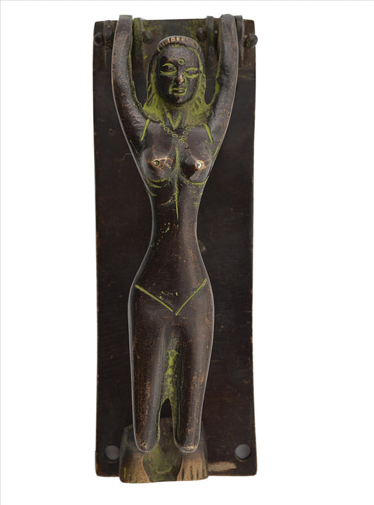 Sanskriti Vintage Antique Vintage Look Door Handle Lady Sculpture Handcrafted Solid Brass Pulls