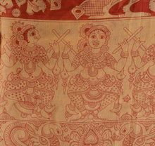 Load image into Gallery viewer, New Dupatta Long Scarf Pure Cotton Cream Red Hijab Printed Pattachitra Stole
