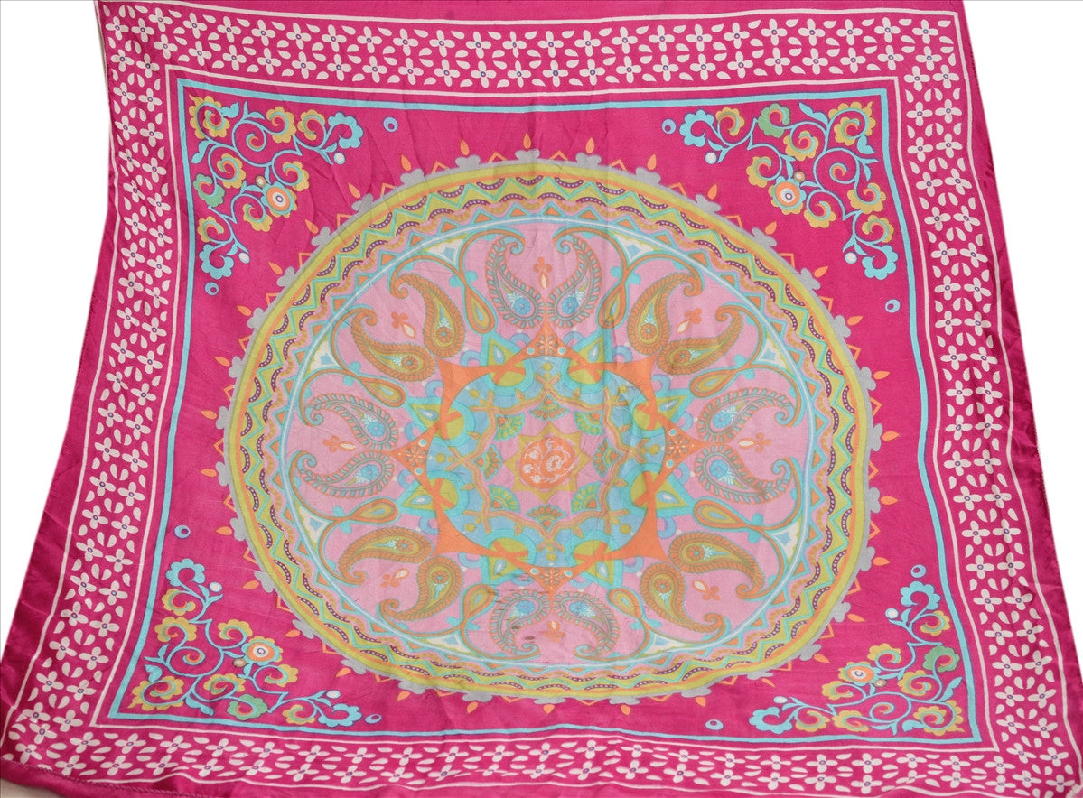 Sanskriti Vintage New Printed Head Scarf Women Ladies Neck Wrap Hijab Satin Silk Soft Floral Veil