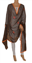 Load image into Gallery viewer, Sanskriti New Dupatta Long Scarf Chiffon Silk Brown Hijab Embroidered Wrap Veil
