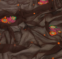 Load image into Gallery viewer, Sanskriti New Dupatta Long Scarf Chiffon Silk Brown Hijab Embroidered Wrap Veil
