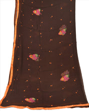 Load image into Gallery viewer, Sanskriti New Dupatta Long Scarf Chiffon Silk Brown Hijab Embroidered Wrap Veil
