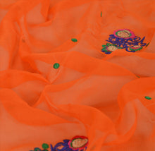 Load image into Gallery viewer, Sanskriti New Dupatta Long Scarf Chiffon Silk Orange Hijab Embroidered Wrap Veil
