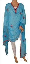 Load image into Gallery viewer, Sanskriti New Dupatta Long Scarf Chiffon Silk Blue Hijab Embroidered Wrap Veil
