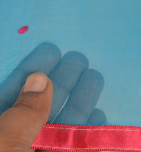 Load image into Gallery viewer, Sanskriti New Dupatta Long Scarf Chiffon Silk Blue Hijab Embroidered Wrap Veil
