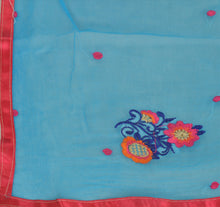 Load image into Gallery viewer, Sanskriti New Dupatta Long Scarf Chiffon Silk Blue Hijab Embroidered Wrap Veil
