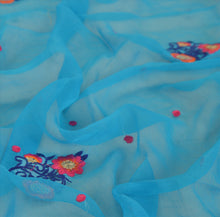 Load image into Gallery viewer, Sanskriti New Dupatta Long Scarf Chiffon Silk Blue Hijab Embroidered Wrap Veil

